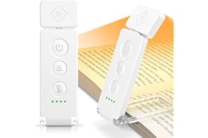 Glocusent Book Light 12 LEDs, Reading Lights for Books in Bed with 5 Colors & 5 Brightness Levels, Up to 100Hrs Runtime Book Light Clip on Kindle, Eye-Caring Book Reading Light