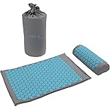 PRO 11 WELLBEING Acupressure mat and Pillow Set with Carry Bag (Grey/Blue)