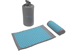 PRO 11 WELLBEING Acupressure mat and pillow set with carry bag (Grey/Blue)