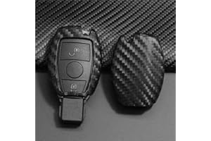 StyleC Remote Key Cover Carbon Fiber Key Cover compatible with Mercedes Key 2 3 Button Fob Remote Case Protect s70cf BLACK