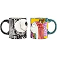 Silver Buffalo Disney Nightmare Before Christmas Jack and Sally Kiss 2 Pack Ceramic 3D Sculpted Mug Couple Set, 20 Ounces