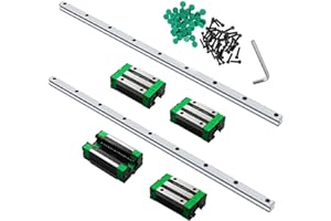 CNCMANS HGR20 Guía lineal de riel lineal, 2 unidades HGR20-1500 mm, riel guía con 4 piezas de alta precisión HGH20CA rodamiento lineal bloque de rodamientos, piezas CNC para impresora 3D (guía lineal