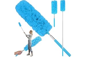 PARENCE.- Plumeau Télescopique Microfibre Extensible 35 à 83 cm – Plumeau Anti-Poussière Rétractable pour Meubles, Bleu