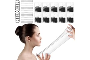SALEEPENDENT 50 Stück Haarnetz Kits,30 Stück Unsichtbare Haarnetze,Haar-Dekoration Zubehör,Haarnetze Elastische,Für Kinder,Mädchen,Balletttanz,Dance,mit 10 Haarnadeln&10 Knotenringe,Schwarz