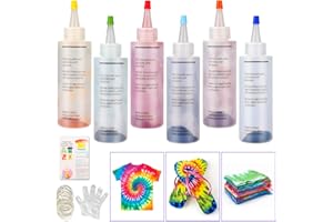 Sinwind Tie Dye Kit, 6 Lebendige Farben Textilfarben mit 30 Stück Gummi Band, 12 Stück Einweghandschuhe, DIY Tie-Dye Kit Partys, Versammlungen, Festivals hinzufügen