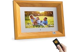 KODAK Cornice Digitale 7 Pollici Cornici Digitali Legno Smart Cornice Foto Digitale Portafoto IPS Cornice Elettronica con Memoria 4GB, Supporto Scheda SD, USB, Telecomando, Condivisione di Immagini