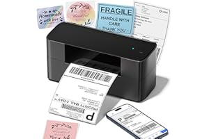 OMEZIZY Impresora Termica Etiquetas Adhesivas 4x6, 245BT Impresora Etiquetas Envio Bluetooth, Impresoras Térmicas para Pequeñas Empresas, Dirección, Compatible con Royal Mail, Amazon, Shopify, Ebay, Negro