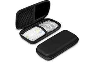 TUCIYKE Scatola Porta Assorbenti,2Pezzi Nero Portatile Scatola per Assorbenti Tamponi Box 16*8.5*3 cm Borsa Porta Assorbenti da Borsa Scatola di Immagazzinaggio per Donne,Ragazze,Donna