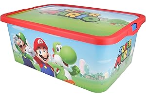 Stor Super Mario Storage Box Container with Click Lock Lid, For Kids, Bedroom, Playroom, Toys, BPA Free (13 Litre)