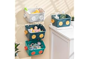 Tokokimo Bath Toy Storage, Bathroom Toy Storage, Cute Robot Shaped Bathtub Bath Toy Organiser, 3 Pieces (Green/Blue/Grey)