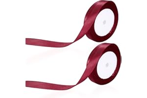 FULUSHOUXI 2 Rollen Geschenkband Weinrot 15mm Breit, Satinband Weinrot 22 Meter Länge, Geschenkband Schleifenband Rot Geschenkbänder, Stoffband Dekoband für Geschenk Band Tortenband Hochzeitsdekoration