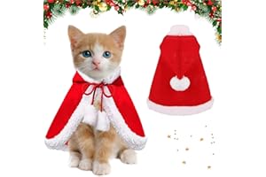 LGZIN Vêtements pour Animaux de Compagnie de Noël, Costume Chat Noel, Deguisement Chien Noel, Cape Chat Noel avec Chapeau de Noël, pour Chats Chiens Animaux, Fête de Cosplay de Noël et Nouvel an