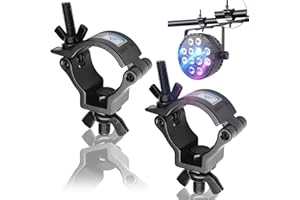 behone 2 szt. aluminiowy czarny zacisk do połowy łącznika, światło sceniczne Zaciski O i stojaki DJ Kratownica zastosowanie do poruszania się wiązką głowy, akcesoria do oświetlenia scenicznego LED (48-513 mm 100 kg)