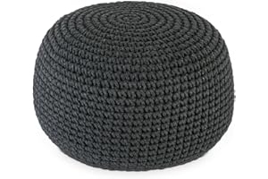 Amago home Bodenkissen Pouf Ø55 H37 Mohair Sitzhocker Sitzpouf waschbar nachfüllbar Farbe schwarz - grau