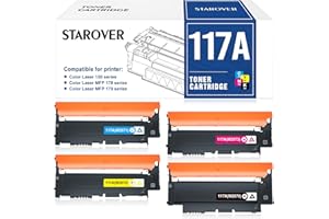 STAROVER Compatible for HP 117A Toner Cartridges Replacement for Printer Colour Laser MFP 179fnw 178nw 178nwg 179fwg 150a 150nw W2070A W2071A W2072A W2073A Ink (Black Cyan Yellow Magenta 4-Pack)