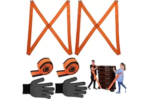 Mooshy Lifting Straps for Movers, 2-Person Shoulder Strap with 2 Pair Gloves Moving Straps Load Capacity 110 kg Easily Lift and Carry for Moving Furniture Appliances Mattresses