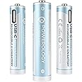 Powerology USB Rechargeable Battery, Reusable USB Lithium-ion Battery with USB-C - White (AAA (1460mAh / 660mWh), 4 pcs/pack)