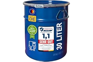 plasteo® 30 Liter Stahlfass Hobbock Deckelfass | Zyklon Absaugung Geeignet | Lebensmittelecht | UN-Zulassung | Made in DE | Mülleimer Behälter | 2 Griffe | Stabil Stapelbar