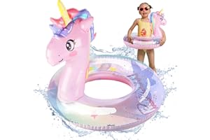 AIERRSON Baby Swimming Float Baby Swimming Ring Unicorn Toddler Swimming Float with Safety Seat Double Airbag Swim Rings Summer Baby Floats for Swimming 6-48 Months