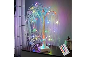 COKEEY 50cm LED Willow Tree Light RGB 16 Color Glowing Branch Table Lamp Night Light with Remote Control for Christmas Wedding Party Bedroom Home Party Decoration