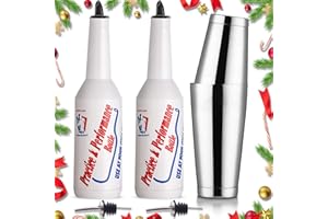 LINALL Flair Bottle FLKT0004 FLKT0004 - Set da 5 bottiglie Flair, 1 shaker Boston, bottiglia per pratica e performance