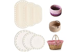 Zasjon 6 Pezzi Fondo Cesto in Legno Naturale Rotondo Ovale Base Uncinetto Cestino Base Fondo Cesto per Cesto Fai da Te Tessitura Artigianato Decorazione, 6mm Foro