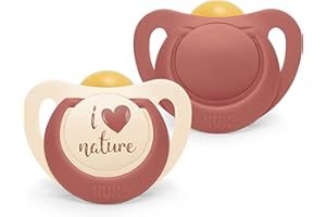 NUK for Nature Babyschnuller | Nachhaltige Gummischnuller | Über 98 % natürliche Rohstoffe | 0-6 Monate | Terrakottarot | 2 Stück
