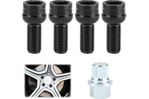 RAITWAHL 4pcs M14*1.5mm Ecrou Antivol Wheel Bolt Lock Set，Car Tyre Lock Screws with Key ，Black Boulon Antivol Roue Voiture for Au-di ，Go-lf，Bo-ra, Go-lf, Je-tta, Mago-tan, Bee-tle et Pa-ssat