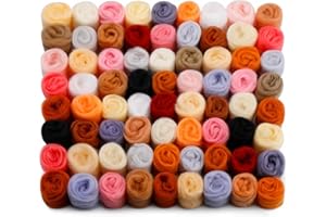 Doxiru 24 Farben Filzwolle, 72 Stück Märchenwolle für Nassfilzen- und Trockenfilzen, Filzen Starterset für Anfänger, DIY Nadelfilzarbeiten, Heimdeko, 3g/Packung