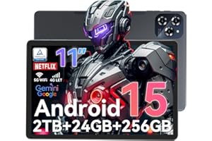 TABWEE 2026 Newest Tablet 11 inch,Android 15 AI Tablets wIth SIM Card Slot,24GB RAM+256GB ROM(TF 2TB),5G WIFI|Octa-Core|8000 mAH|Widevine L1| Netflix|8MP+16MP|Bluetooth 5.0|GPS,2-Year Warranty-Grey