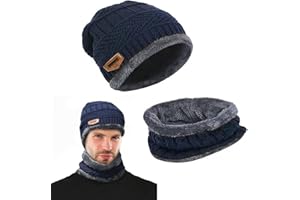 May Huang Gorro de Punto, Gorro de Punto Invierno para Hombres y Mujeres, Conjunto Set de Bufanda y Gorro de Punto, Calentar Sombreros, Sombreros Cálidos de Invierno, Gorro de Pescador