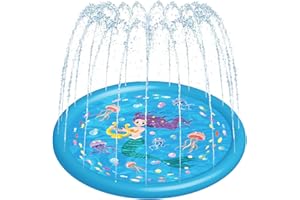 HITOP Kids Sprinklers for Outside, Splash Pad for Toddlers & Baby Pool 3-in-1 60" Water Toys Gifts for 1 2 3 4 5 Year Old Boys Girls Splash Play Mat