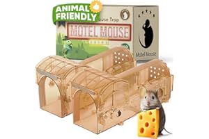 Motel Mouse Humane Mouse Traps for Indoor & Outdoor - Easy to Use, Easy to Clean, Reusable, No Touch Release, Improved Highly Sensitive Trigger Mechanism - Comes with Instruction Manual & Video