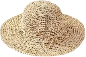 JIHUOO Floppy Summer Sun Straw Hat Wide Brim Packable Sun Hats Foldable Sun Visor for Women Ladies