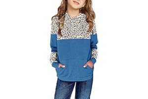 Saodimallsu Bluza z kapturem dla dziewcząt, z długim rękawem, wzór panterki, urocza, lekka, kangurka, bluza z kapturem