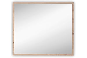 Stella Trading Memphis Espejo de Pared Moderno en Aspecto de Roble Artesano, Espejo Pasillo y Perchero, 80 x 70 x 2 cm (Ancho x Alto x Profundidad)