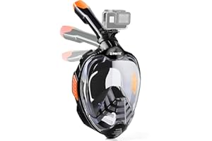 ZIPOUTE Snorkel Mask Full Face, Full Face Snorkel Mask Adult and Kids with Detachable Camera Mount, Snorkeling Mask 180 Panoramic View Anti-Fog Anti-Leak Dry Top Set with Adjustable Straps