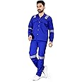 AREEVANZ Men's Reguler Fit Cotton Industrial Work wear Coveralls Shirt and Pant with Two Inch Reflective Tape