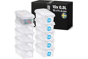 SmartStore - 10x Petite Boîte de Rangement Plastique avec Couvercle 0,3L (15x9x6cm) | Empilable et de Qualité Alimentaire | Boîte Plastique avec Couvercle & Coins Renforcés | Garantie 10 Ans