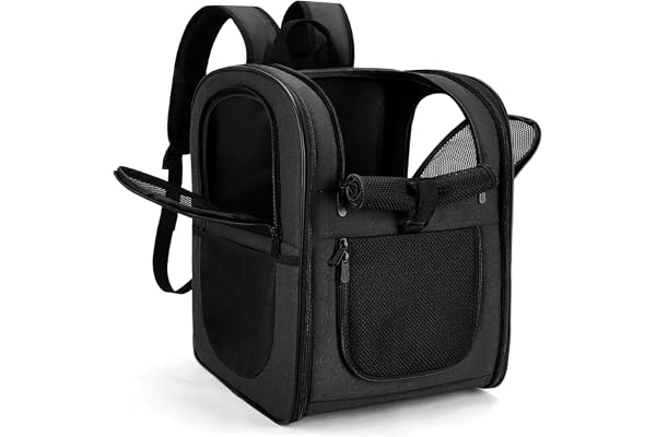 Apollo Walker Sac Transport Chat Chien pour Petits (Capacité de Charge 5-12 kg, Dimensions 32L*30B*42H),Chiens et Chats Sac à Dos en Maille Respirante pour Animaux de Compagnie - Noir
