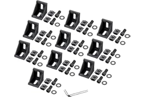 Justech Aluprofil Winkel Aluprofil 4040 10x Eckwinkel Befestigungsmaterial für Aluminium Extrusion Eckverbinder Wandhalter Montagematerial für Aluminiumrahmenstruktur Bauindustrie 39x39x35mm Schwarz