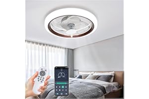 HORXFLIG Ventilatori da Soffitto Moderni con Luce, Forte Anti-Interferenza Ventilatore da Soffitto con Telecomando, 1-6 Ingranaggi Regolabile Velocità Del Vento Smart Led Ventilatore da Soffitto, Caffè