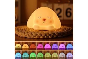 Tremdwoto Bunny Night Light for Kids,Cute Colorful Night Lights Baby Girl Squishy Rabbit Nightlight Lamp 1/3 Hour Timer Bunny Light Dimmable Nursery Lamp Nightlight Gift for Girls and Boys