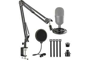 Frgyee Microfono Braccio con Protezione Pop, Supporto Ammortizzatore, Supporto per Braccio Microfono con Fascette per Cavi e Morsetto Robusto Migliorato per Seiren Mini Mic in Streaming