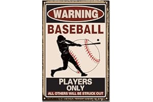 CREATCABIN Panneau Étain Décoration Baseball-Avertissement Joueurs Baseball Uniquement,Tous Autres Seront Frappés-Panneau Mural Étain Décoration Chambre Coucher,Salon,Cadeau pour Homme Femme 30x20cm