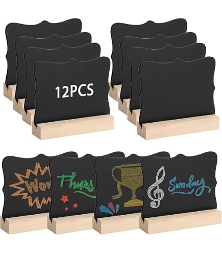 12 Ardoises Craie Anruyi 10x7.6cm - Support Bois Pour Mariage, Restaurant
