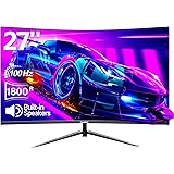 Gawfolk 27 Pollici 100Hz Curvo Gaming Monitor, Full HD 1080P da PC Schermo,Speaker Integrati Monitor 1800R Senza Cornice per 