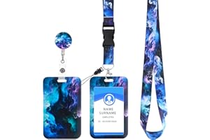 cobee – Porte-badge rétractable avec bobines et cordons amovibles, cordon de protection tendance pour cartes de crédit, infirmière, enseignant, motif ciel étoilé (bleu)