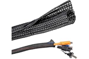 KIPERLINE Kabelschlauch Schwarz 12-20mm, 3m Kabelmanagement Cable Management Organizer Selbstschließend Für TV Computer PC Automobilkabel Hause Büro, Kabelschutz für Hund, Katze