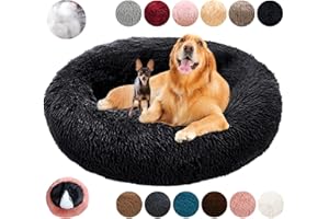 KZhanmy Panier Chien Rond Dehoussable,Grande Taille Apaisant Chien Coussin Lavable Anti-dérapant Anti Strss,Lit Chien Moelleux en Doux,Grand et Moyenne Tapis,12 Couleurs-Black||XL-80cm/31.4in
